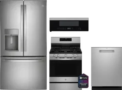 4 Piece Package Includes Refrigerator, Range, Microwave And Dishwasher
